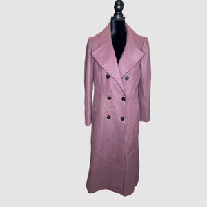 Kenneth Cole Jacket Womens 10 Pink Wool Blend Trench Double Breasted Coat